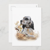 Tri Kleur Engels Setter Art, houtsnip jacht Feestdagenkaart (Voorkant / Achterkant)