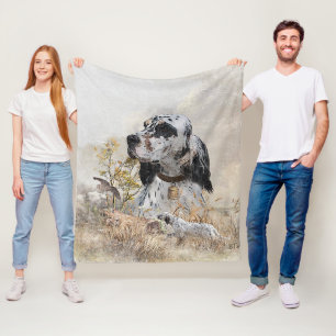 Tri Kleur Engels Setter Art, houtsnip jacht Fleece Deken