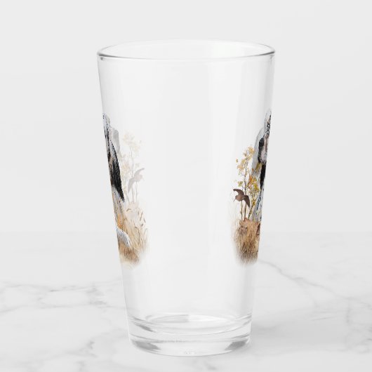 Tri Kleur Engels Setter Art, houtsnip jacht Glas (Links)