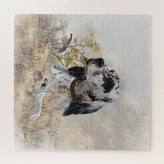 Tri Kleur Engels Setter Art, houtsnip jacht Legpuzzel (Horizontaal)