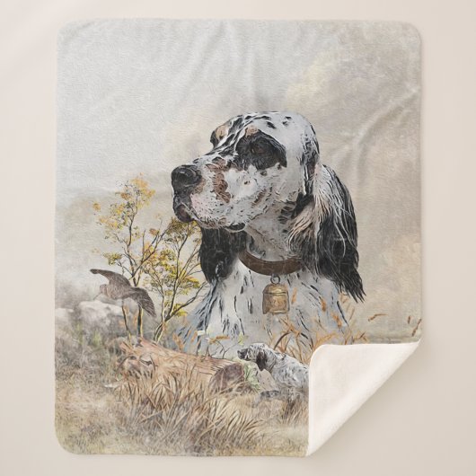 Tri Kleur Engels Setter Art, houtsnip jacht Sherpa Deken (Voorkant)