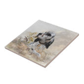 Tri Kleur Engels Setter Art, houtsnip jacht Tegeltje (Zijkant)