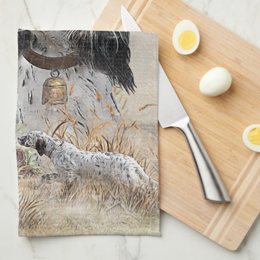 Tri Kleur Engels Setter Art, houtsnip jacht Theedoek (Quarter Fold)