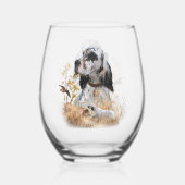 Tri Kleur Engels Setter Art, houtsnip jacht Wijnglas Zonder Voet (Voorkant)
