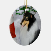 Tri Kleur Rough Collie Christmas Gifts Ornament (Rechts)