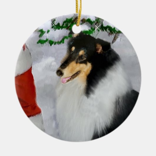 Tri Kleur Rough Collie Christmas Gifts Ornament (Voorkant)