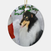 Tri Kleur Rough Collie Christmas Gifts Ornament (Links)