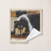 Tri Kleur Ruw Collie Art Bad Handdoek (Wasdoekje)