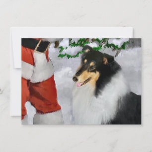 Tri Kleur Ruw Collie Santa Kerstmis Kaart