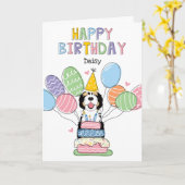 Tri Kleur Sheepadoodle Hond Gelukkige Verjaardag Kaart (Gele Bloem)