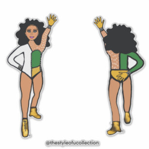 Tri-Kleur Wit Groen Geel Danser #2 Sticker