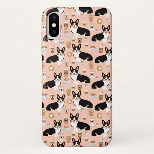 Tri-kleurig Corgi Coffee-patroon - wazig Case-Mate iPhone Case (Achterkant)