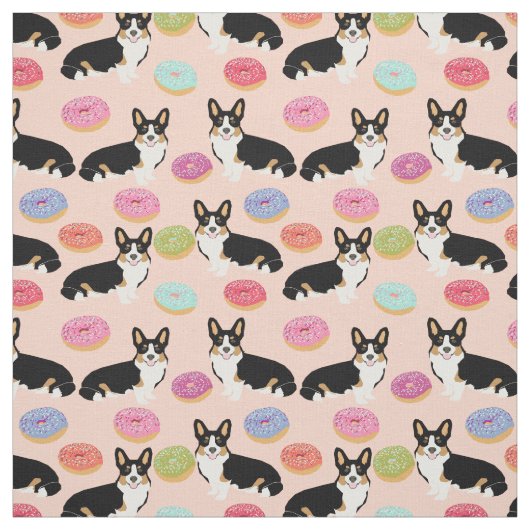 Tri-kleurige corgi donuts stof - schattige corgis (Swatch)