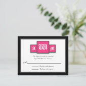 Tri-Monogram Fuchsia Modern Reply/RSVP-kaarten RSVP Kaartje (Staand voorkant)