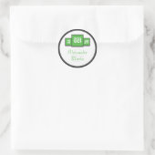 Tri-Monogram Green Modern Wedding Stickers/Seals Ronde Sticker (Tas)