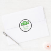 Tri-Monogram Green Modern Wedding Stickers/Seals Ronde Sticker (Envelop)