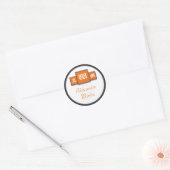 Tri-Monogram Oranje Modern Wedding Stickers/Seals Ronde Sticker (Envelop)