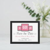 Tri-Moogram Roze Moderne Trouw Save the Dates Kaart (Staand voorkant)