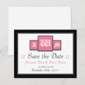 Tri-Moogram Roze Moderne Trouw Save the Dates Kaart (Voorkant / Achterkant)