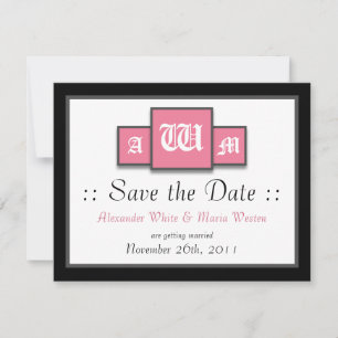Tri-Moogram Roze Moderne Trouw Save the Dates Kaart