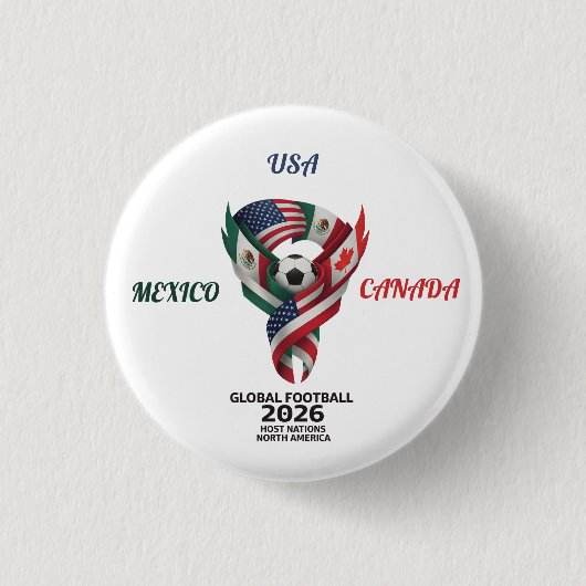 Tri-Nation Soccer Fan Buttons | Mexico USA Canada (Voorkant)