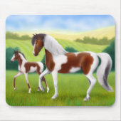 Tri Paint Mare en Foal Mousepad Muismat (Voorkant)