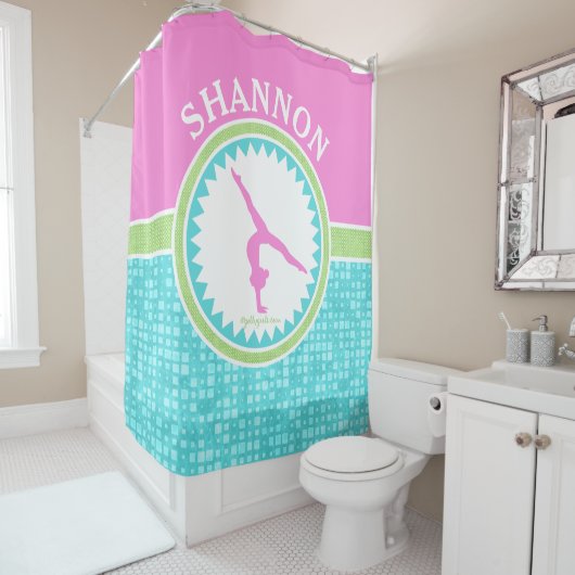 Tri-pasta-kleurengymnastiek met Aqua Tile Douchegordijn (In situ)