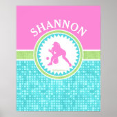 Tri-pasta-kleurensoftball met Aqua-Tegel Poster (Voorkant)