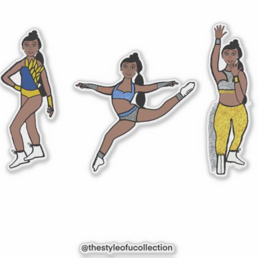 Tri-Pose Dancer Blauw Goud Zilver #1 Sticker (Voorkant)