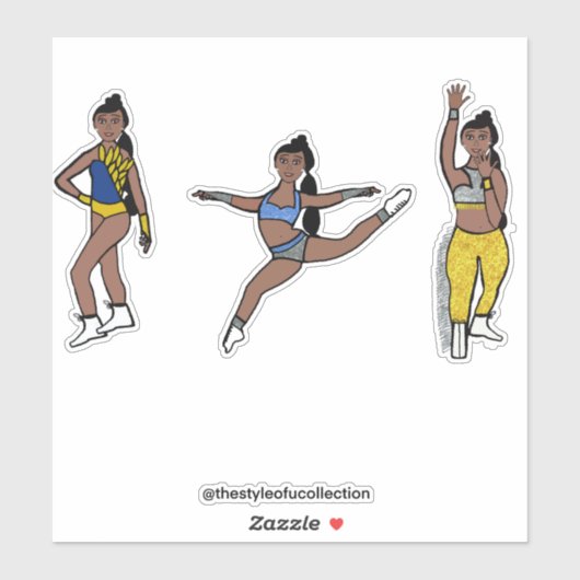 Tri-Pose Dancer Blauw Goud Zilver #1 Sticker (Vel)