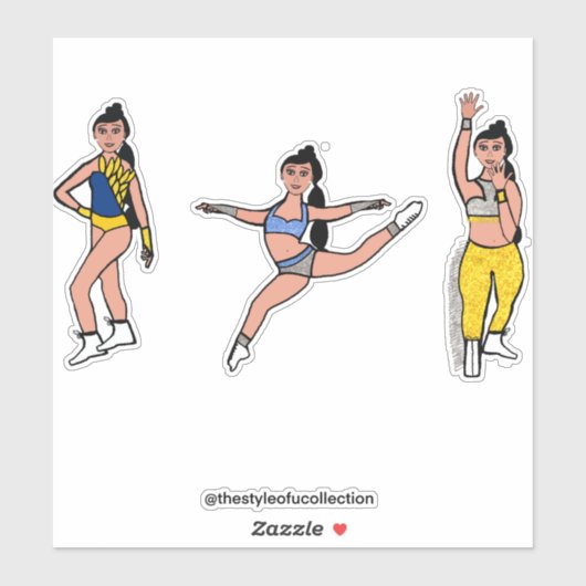 Tri-Pose Dancer Blauw Goud Zilver #2 Sticker (Vel)
