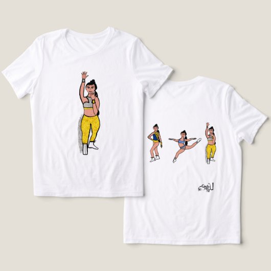 Tri Pose Dancer Blauw Goud Zilver #2 Tri-Blend Shirt (Ontwerp Voorkant & Achterkant)