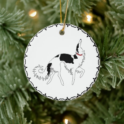 Tri Prancing Borzoi kerstversiering Keramisch Ornament (Boom)