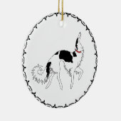 Tri Prancing Borzoi kerstversiering Keramisch Ornament (Rechts)