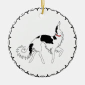 Tri Prancing Borzoi kerstversiering Keramisch Ornament (Voorkant)