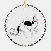 Tri Prancing Borzoi kerstversiering Keramisch Ornament (Achterkant)