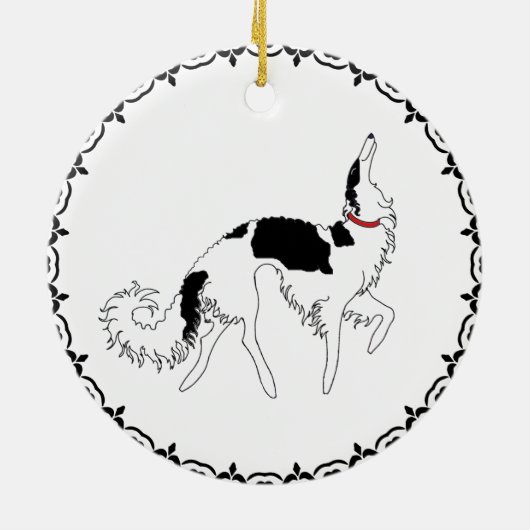 Tri Prancing Borzoi kerstversiering Keramisch Ornament (Achterkant)