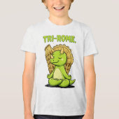 Tri-Rome Zen Triceratops: Cute Dinosaur Yoga at th Tri-Blend Shirt (Voorkant)