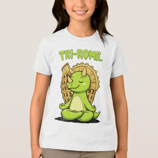 Tri-Rome Zen Triceratops: Cute Dinosaur Yoga at th Tri-Blend Shirt (Voorkant)