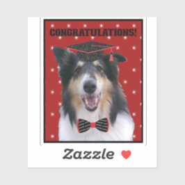 Tri Rough Collie Congratulations Graduate Sticker