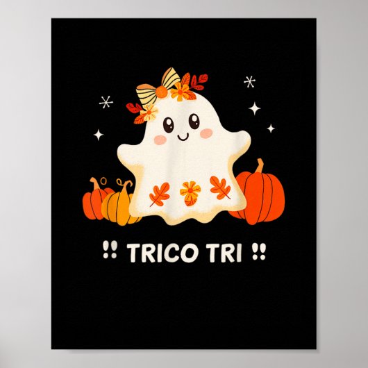 Tri Schattige Halloween Spooky Mexican Ghost Spang Poster (Voorkant)