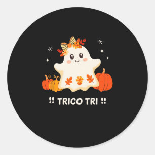 Tri Schattige Halloween Spooky Mexican Ghost Spang Ronde Sticker