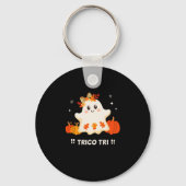 Tri Schattige Halloween Spooky Mexican Ghost Spang Sleutelhanger (Voorkant)