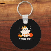 Tri Schattige Halloween Spooky Mexican Ghost Spang Sleutelhanger (Voorkant)