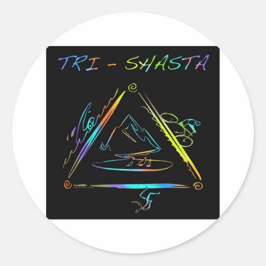 Tri Shasta Triathalon Logo Ronde Sticker (Voorkant)