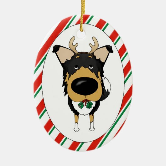 Tri Smooth Collie kerstversiering Keramisch Ornament (Voorkant)