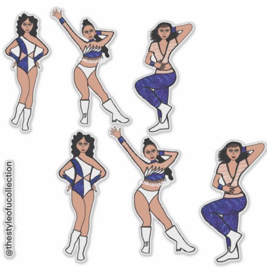 Tri Style Wit & Blauw Danseres #2 Sticker (Voorkant)