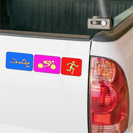 TRI Triathlon Figures Bumpersticker (Op Truck)