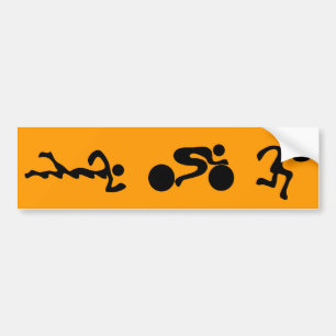 TRI Triathlon Swim Bike run BLACK Bumper Design Bumpersticker