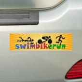 TRI Triathlon Swim Bike run BLACK Bumper Design Bumpersticker (Op auto)